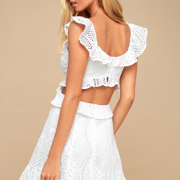 Astr White Eyelet Mini Dress - Picture 2 of 6